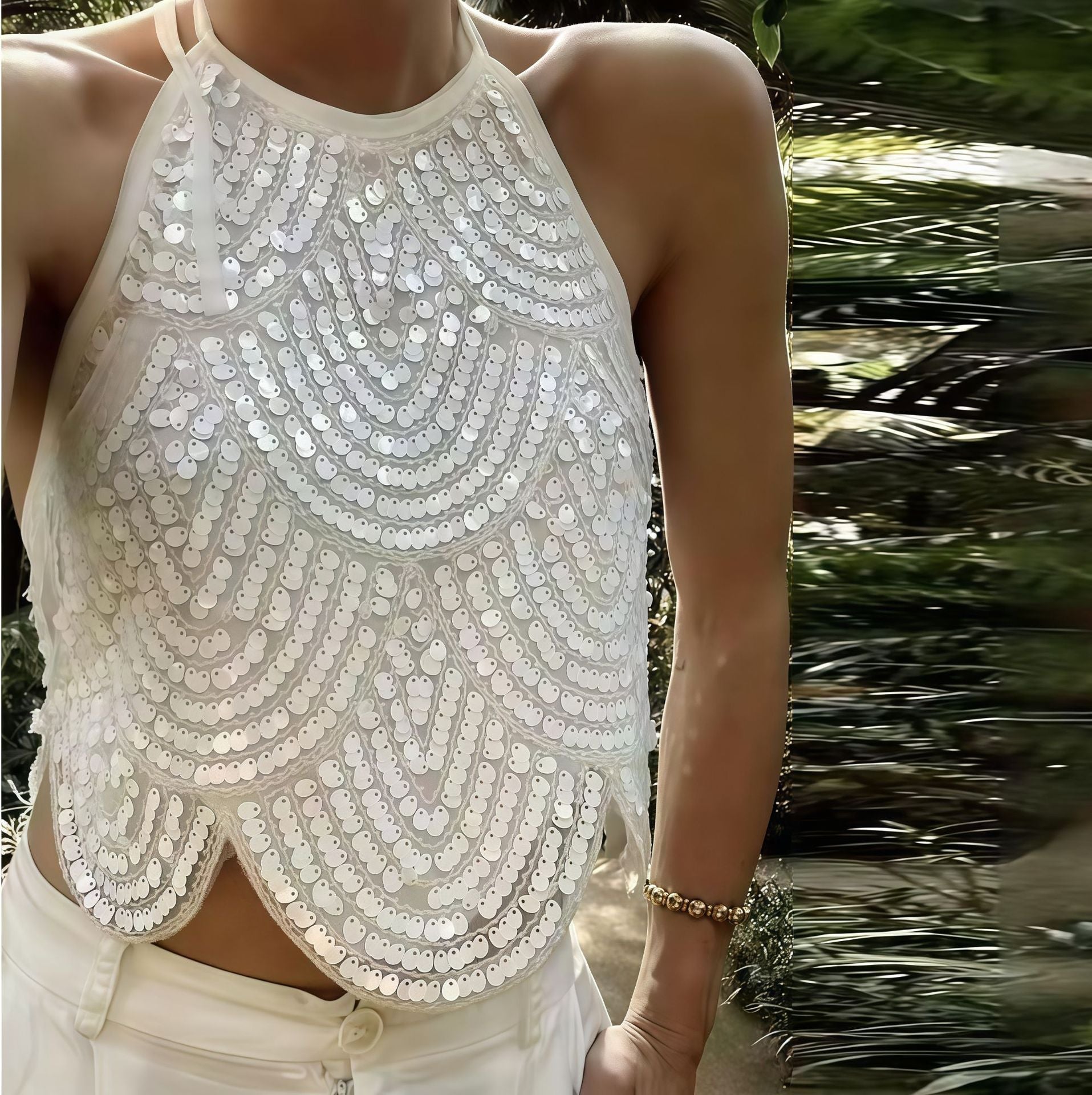 Camille Halterneck Sequin Top