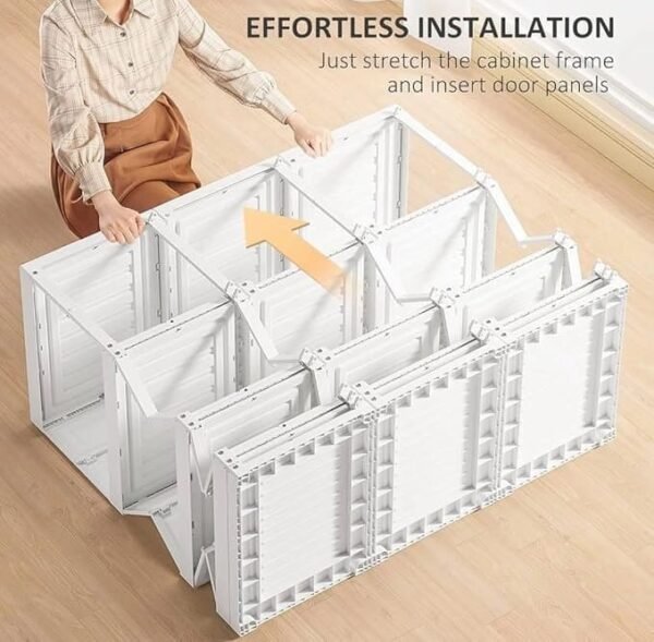 Portable Wardrobe Closet Organizer Large Capacity 20 Deep Plastic Armoire with Magnetic Doors